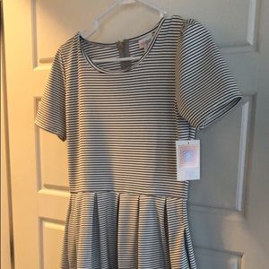 Lula roe Black and white striped Amelia brand new